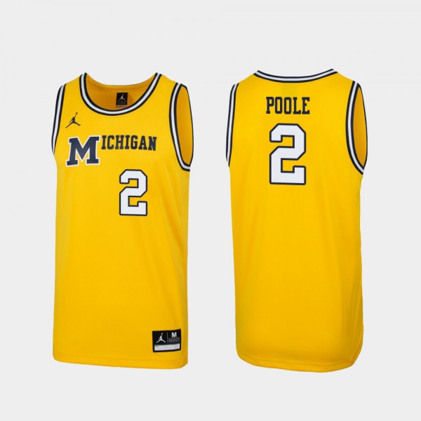 University of Michigan #2 Men Jordan Poole Jersey Maize 1989 Throwback College Basketball Replica Embroidery
